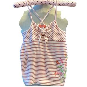 Gymboree girls Top floral Red white Striped butterfly